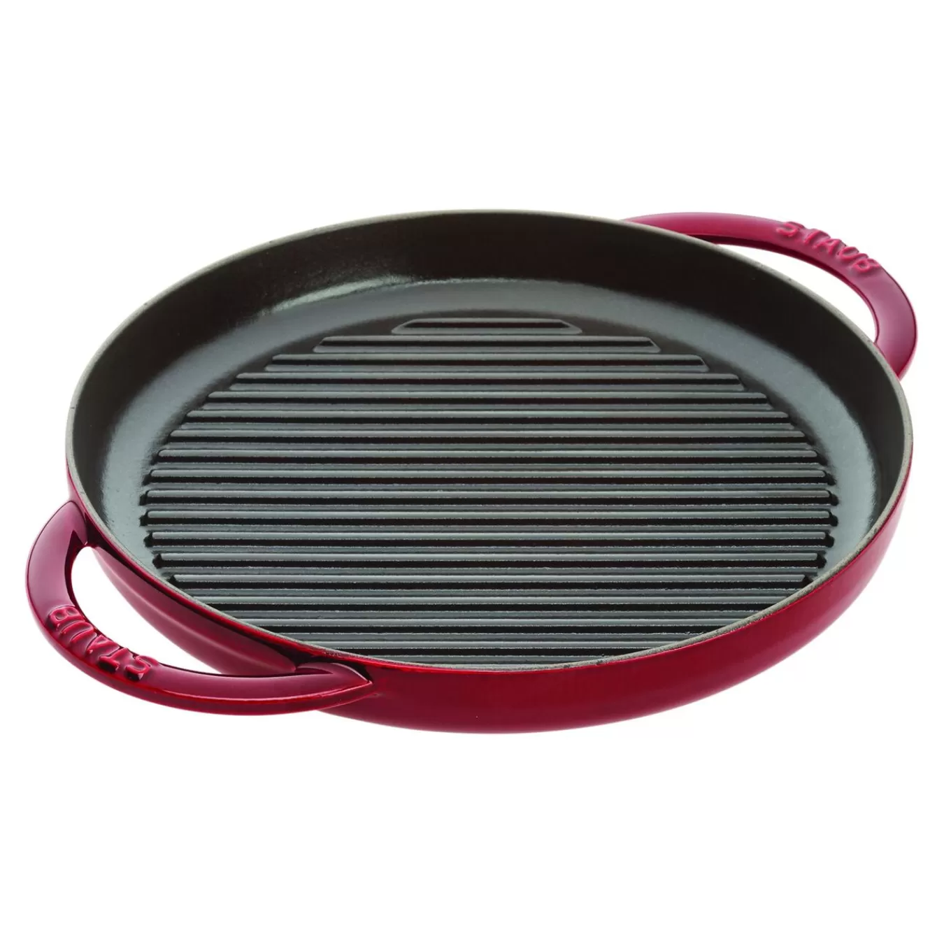 STAUB Grill Pans*10-Inch, Round Double Handle Pure Grill, Grenadine