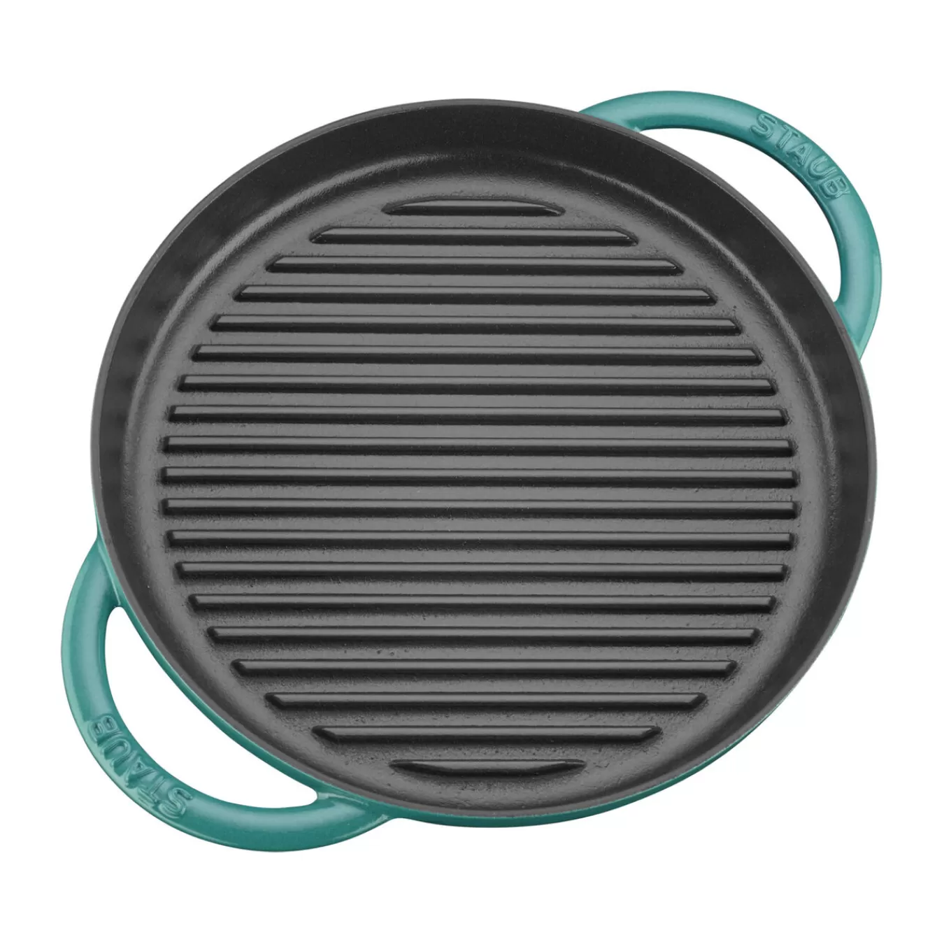 STAUB Grill Pans*10-Inch, Round Double Handle Pure Grill, Turquoise