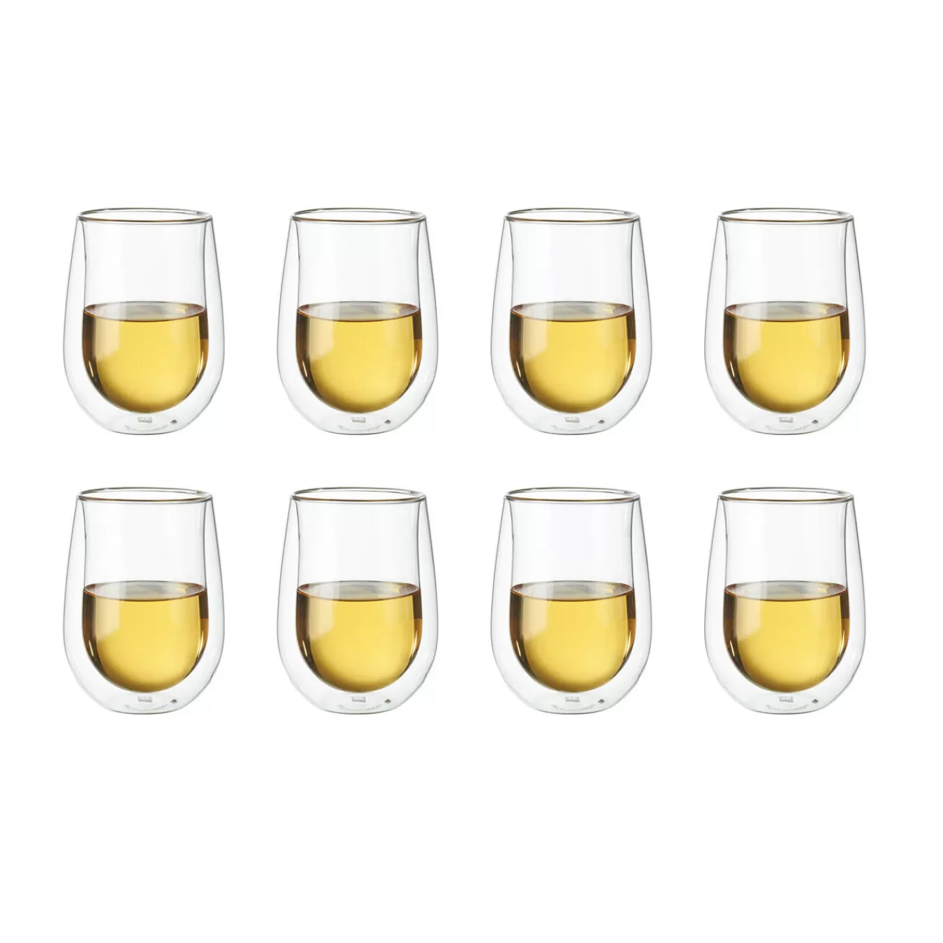 ZWILLING Glassware*10-Oz / 8-Pc, Double Wall Stemless White Wine Glass Set Transparent