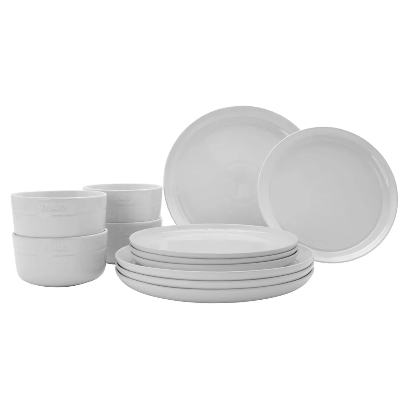 STAUB Dinner Plates*12-Pc, Dinnerware Set White