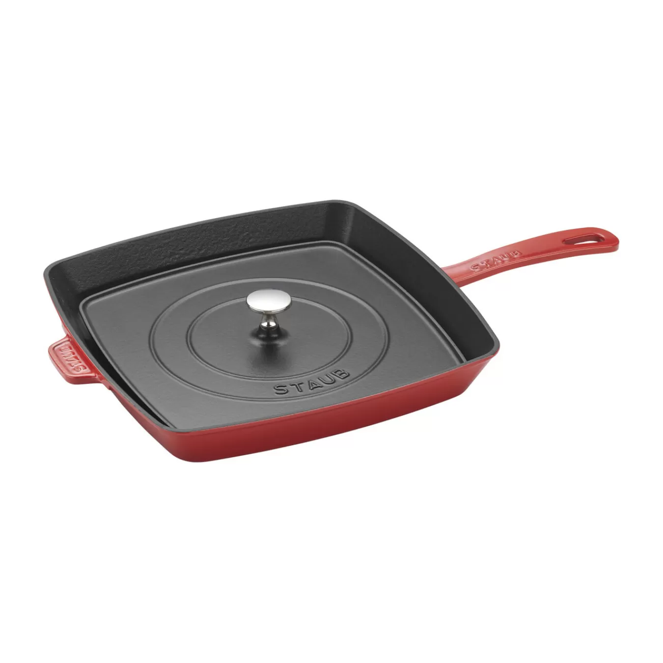 STAUB Grill Pans*2-Pc, Square, 12" Grill Pan & Press Set, Cherry