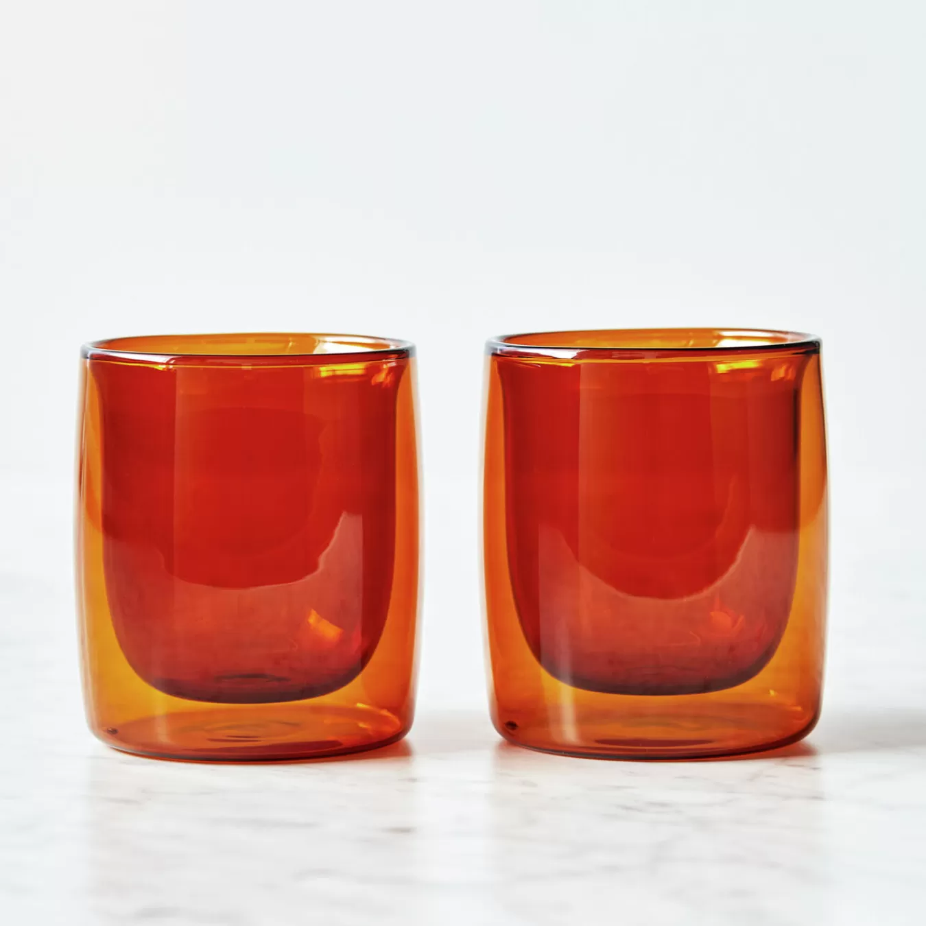 ZWILLING Glassware*2-Pc Tumbler Glass Set -, Double Wall Amber