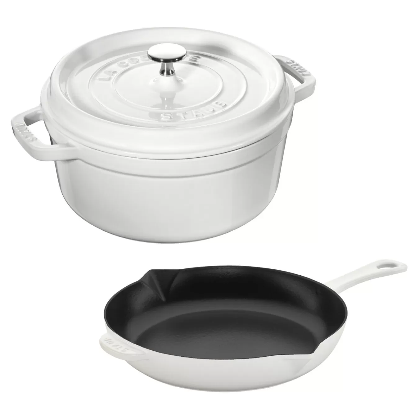 STAUB Cookware Sets*3-Pc, Cocotte And Fry Pan Set, White