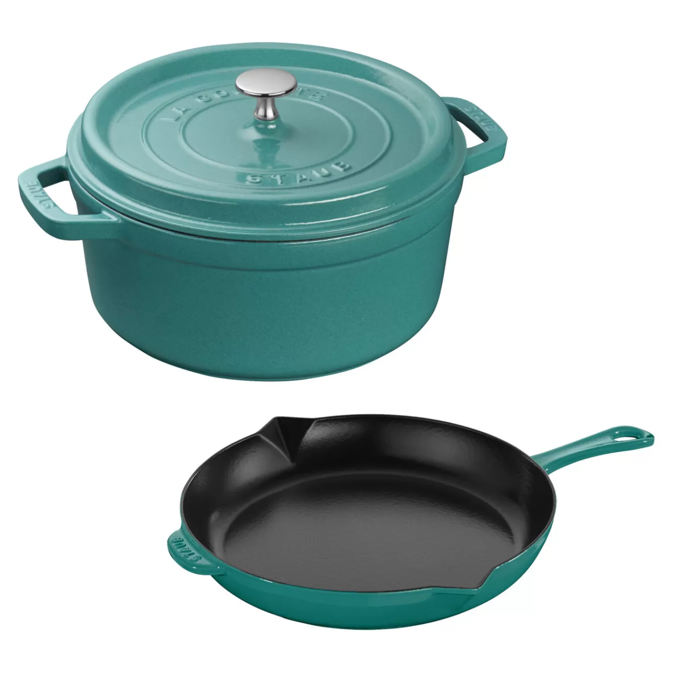 STAUB Cookware Sets*3-Pc, Cocotte And Fry Pan Set, Turquoise