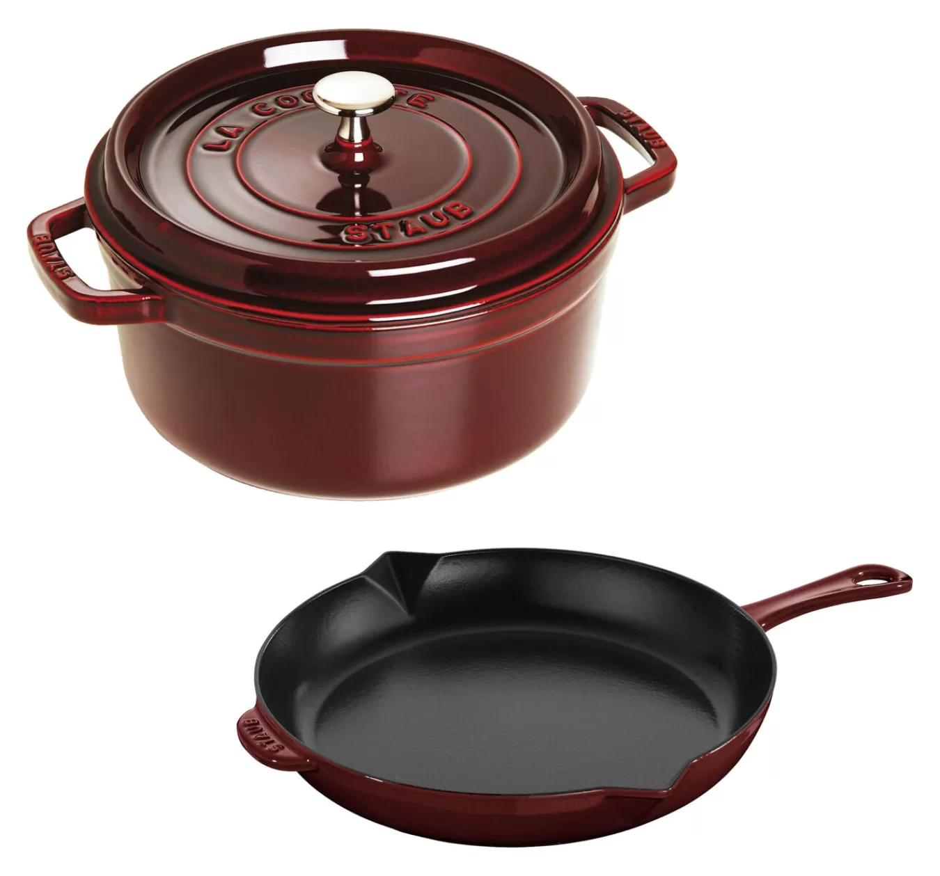 STAUB Cookware Sets*3-Pc, Cocotte And Fry Pan Set, Grenadine