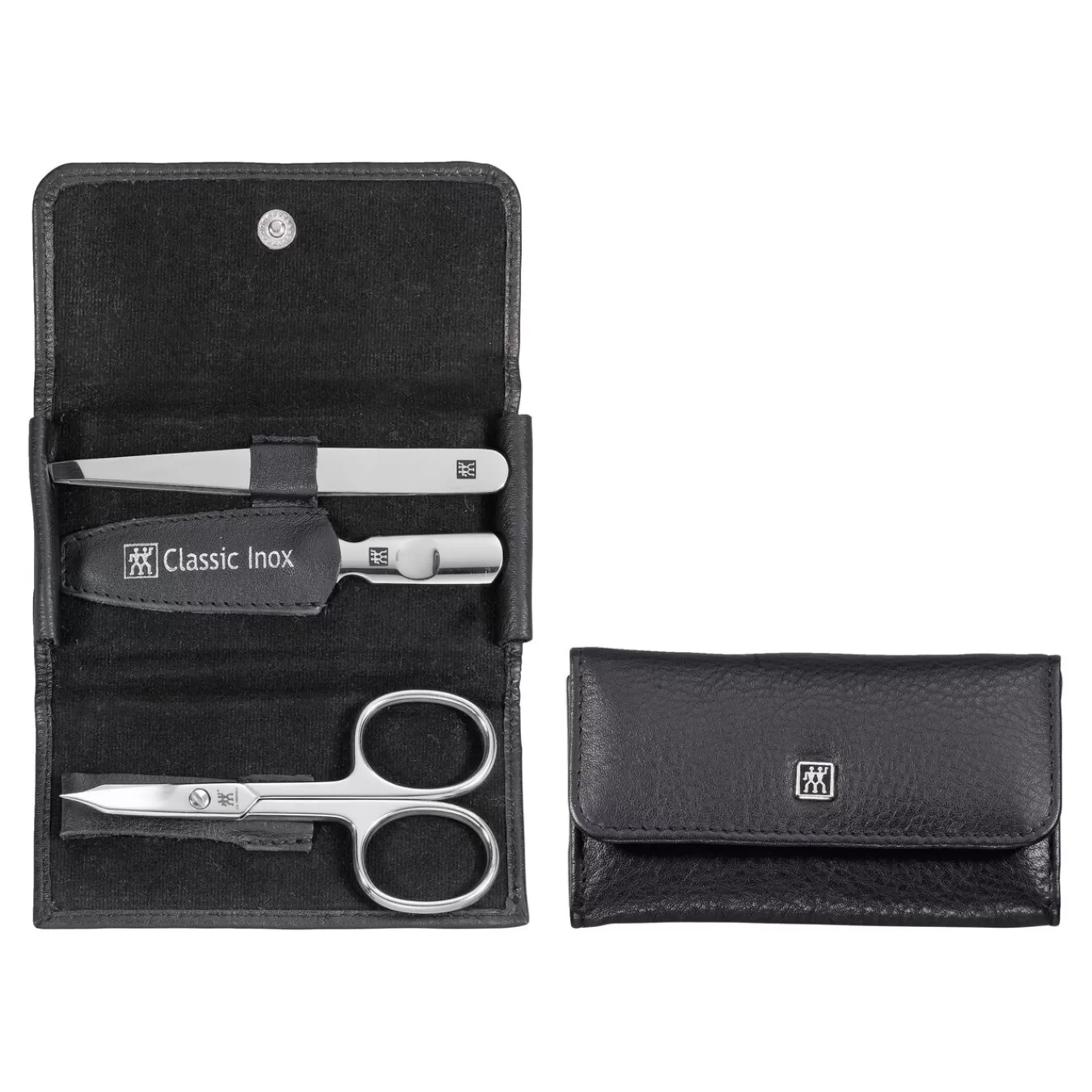 ZWILLING Manicure Sets*3-Pc, Leather Snap Fastener Case, Black Matte