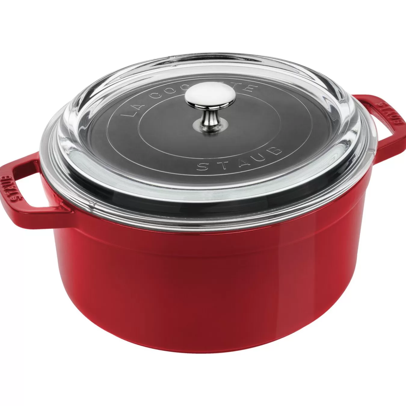 STAUB Dutch Ovens*4 Qt, Round, Glass Lid Cocotte, Cherry