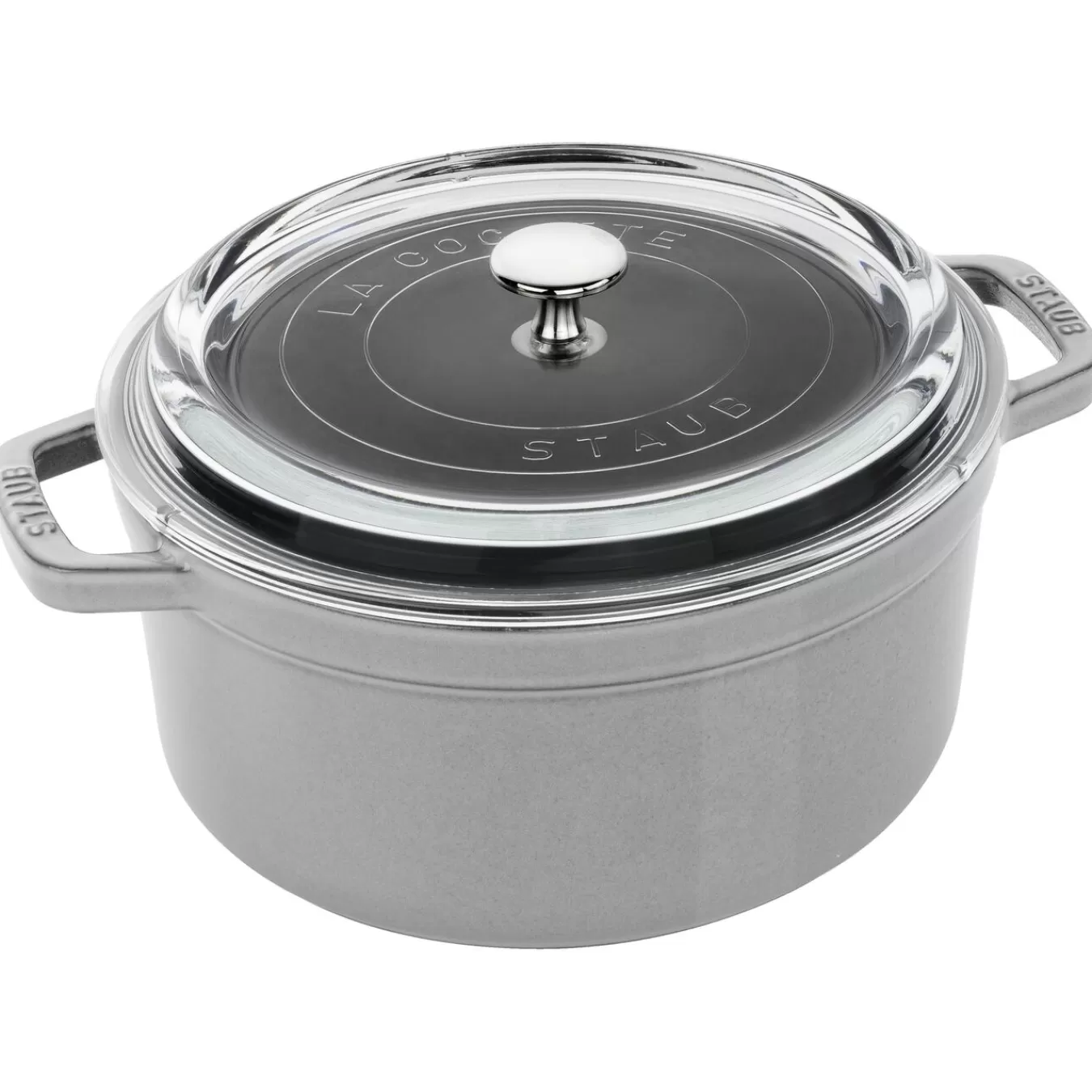 STAUB Dutch Ovens*4 Qt, Round, Glass Lid Cocotte, Graphite Grey