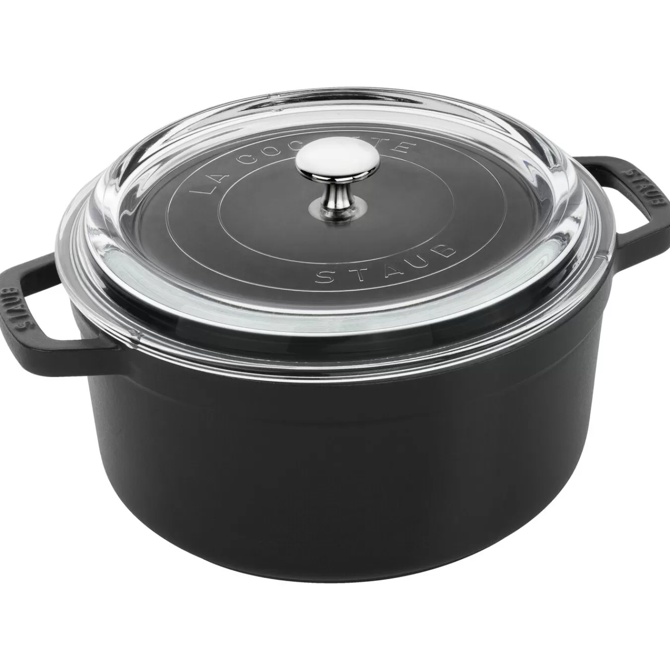 STAUB Dutch Ovens*4 Qt, Round, Glass Lid Cocotte, Black Matte