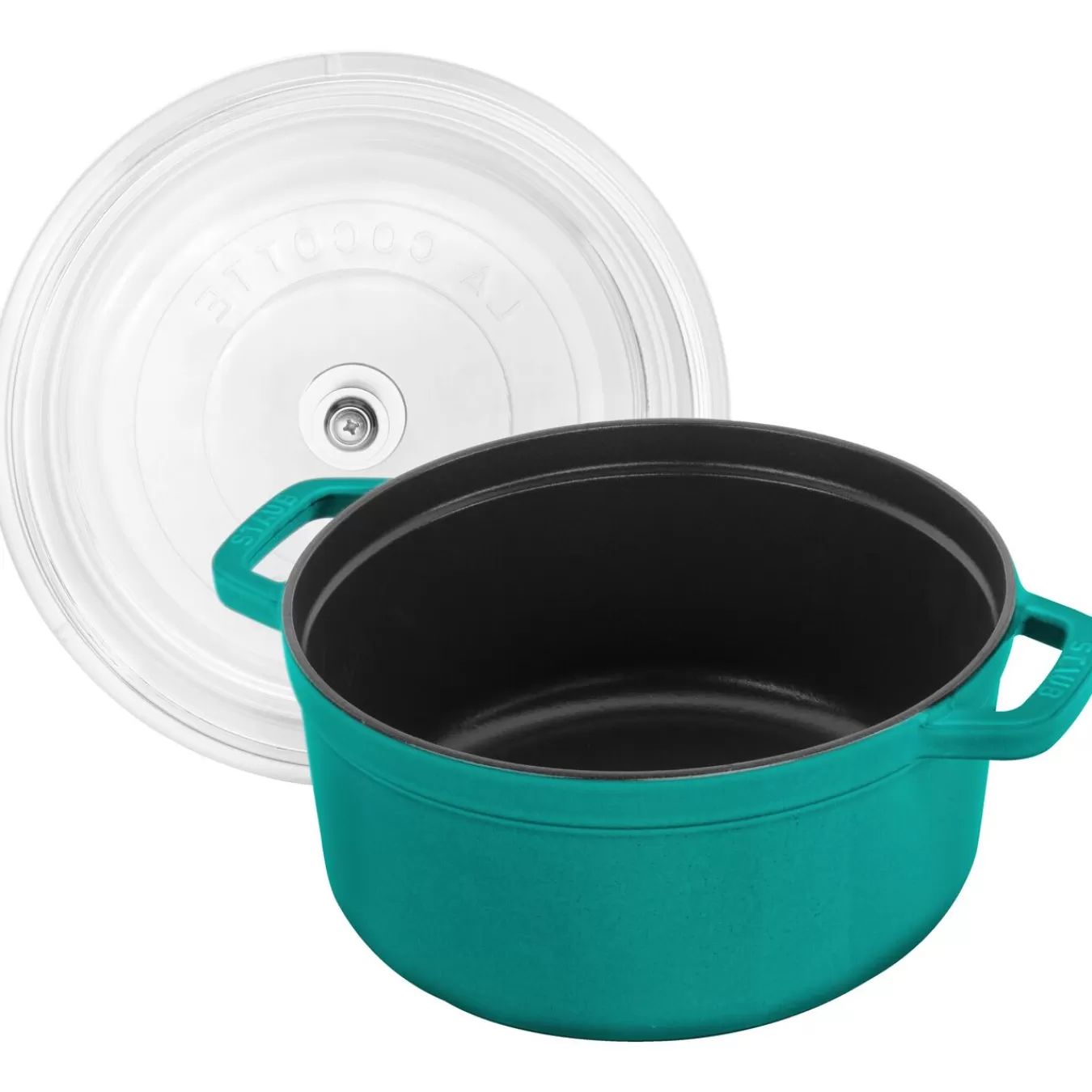 STAUB Dutch Ovens*4 Qt, Round,  Glass Lid Cocotte, Turquoise