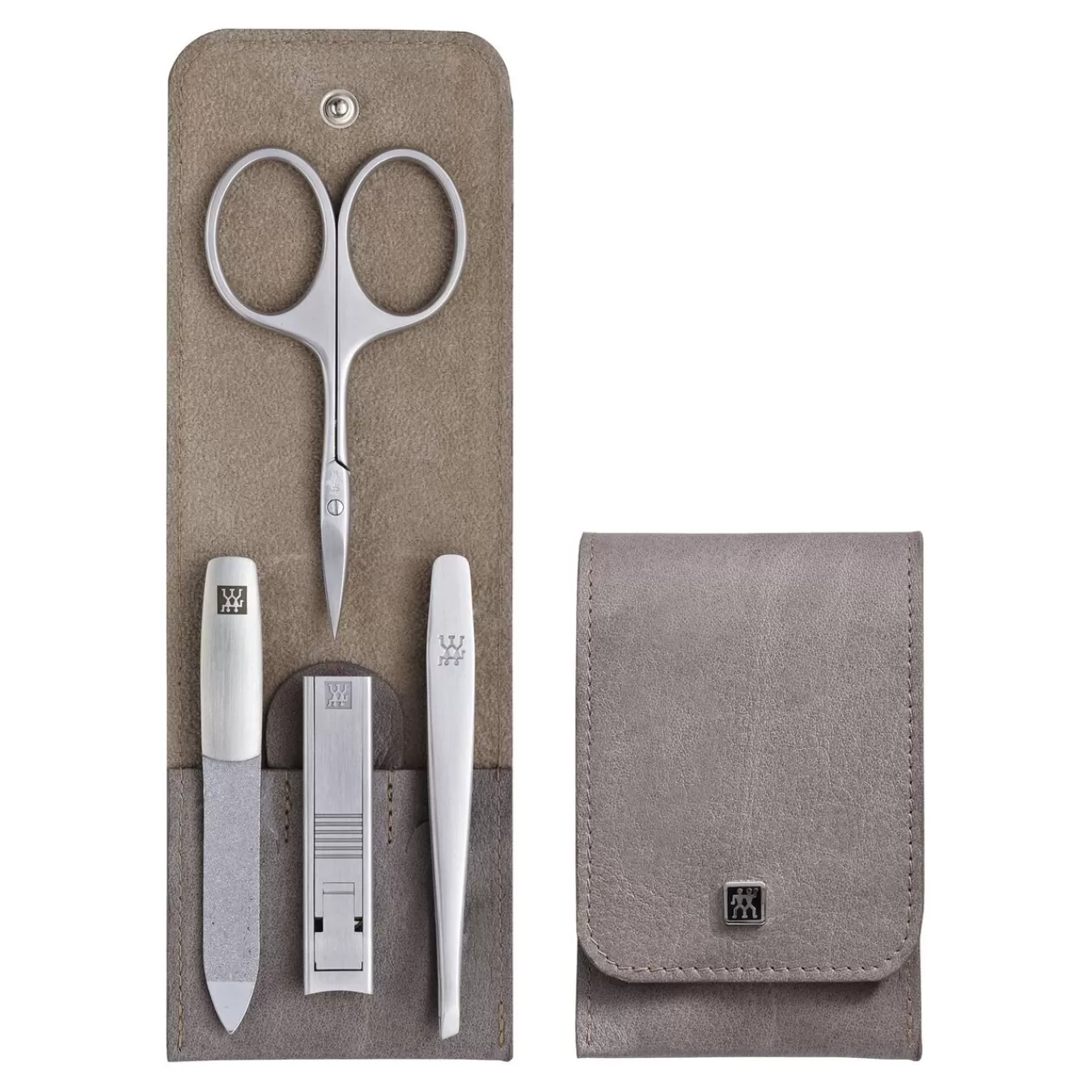 ZWILLING Manicure Sets*4-Pc, Leather Snap Fastener Case, Taupe