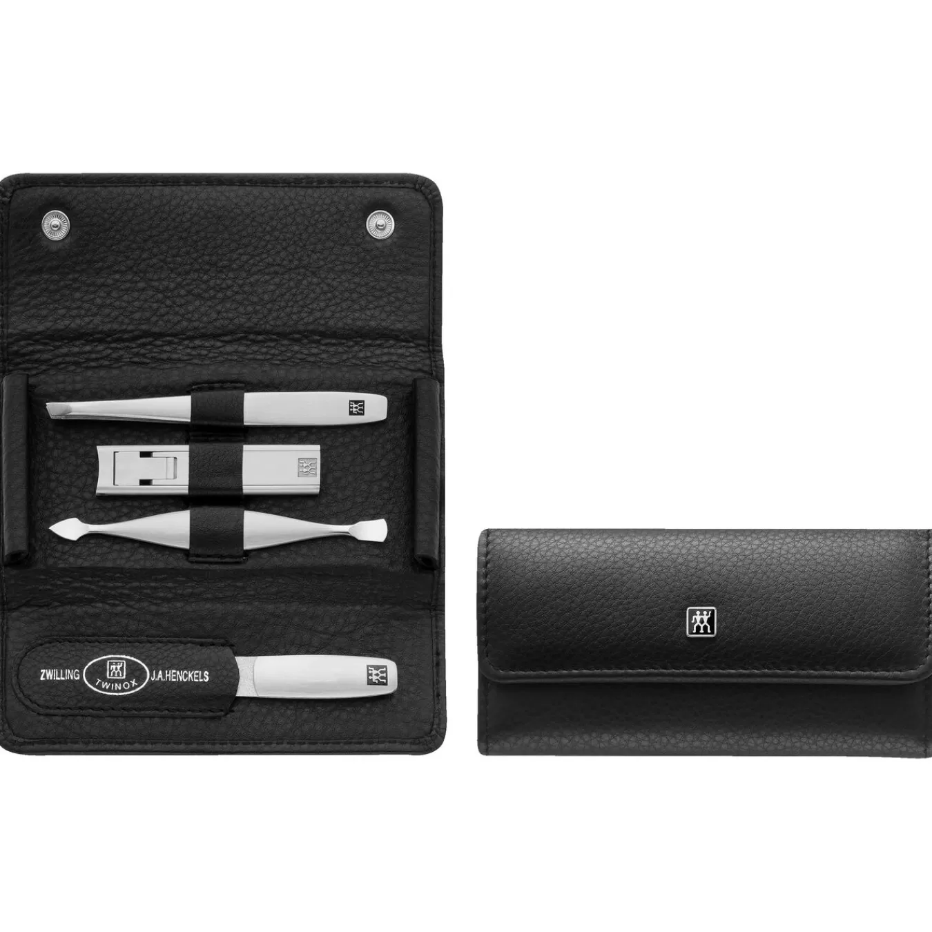 ZWILLING Manicure Sets*4-Pc, Leather Travel Set With Snap Fastener Case, Black Matte