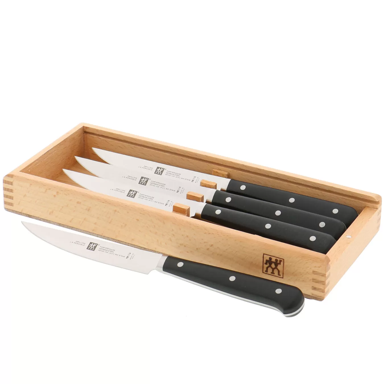 ZWILLING Steak Knife Sets*4-Pc, Porterhouse Steak Knife Set In Beechwood Box Black Matte