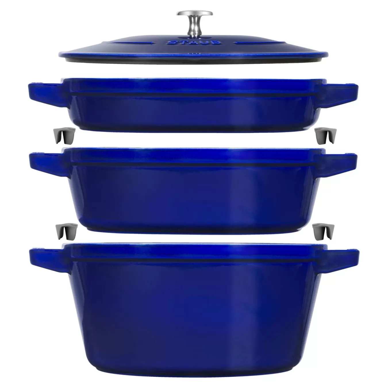 STAUB Cookware Sets*4-Pc Stackable Set,, Cast Iron Dark Blue