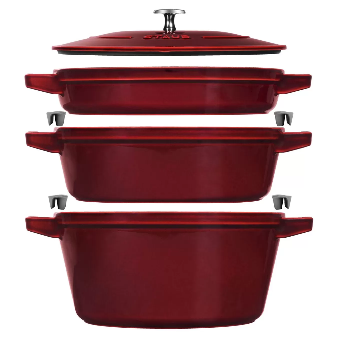 STAUB Cookware Sets*4-Pc Stackable Set,, Cast Iron Grenadine