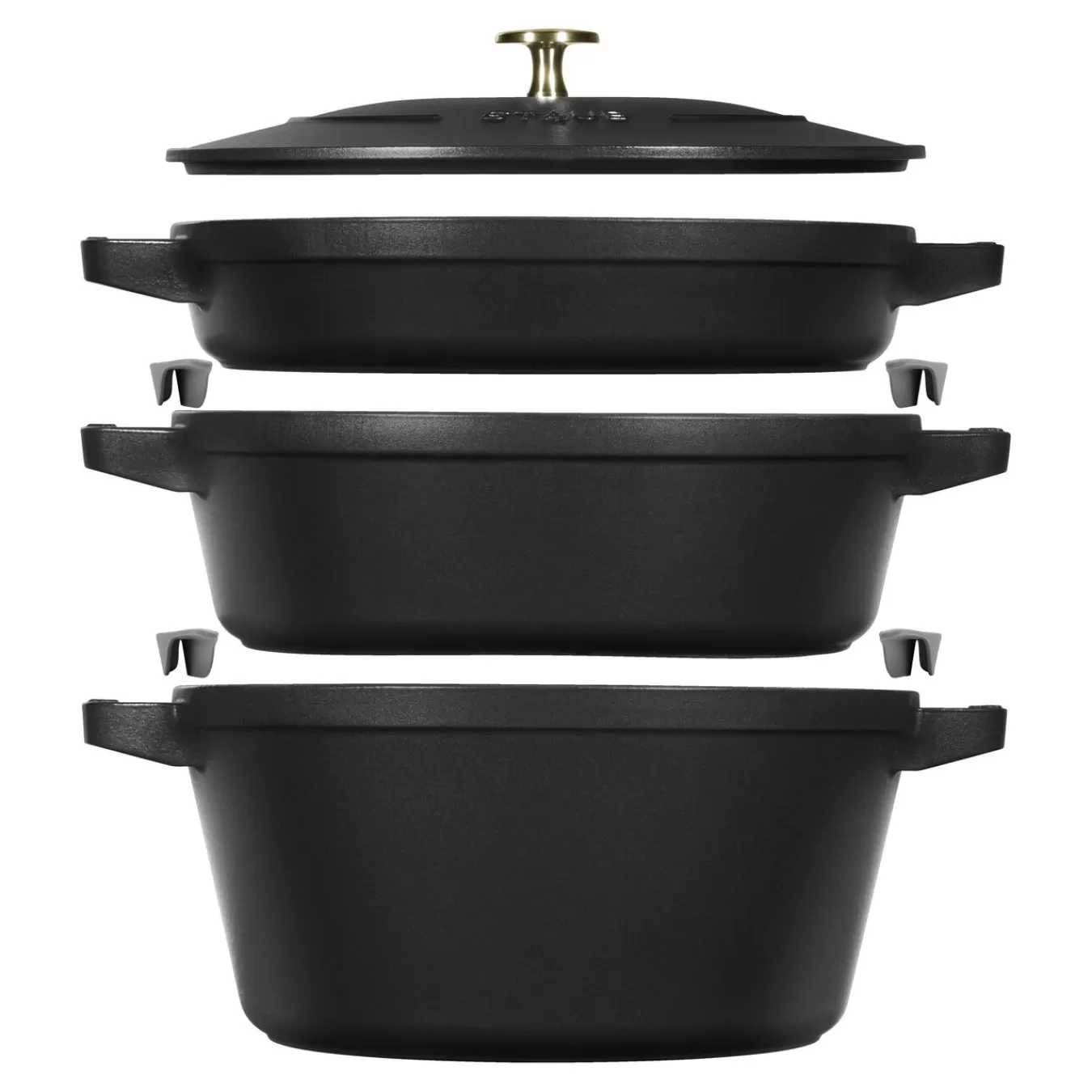 STAUB Cookware Sets*4-Pc Stackable Set,, Cast Iron Black Matte