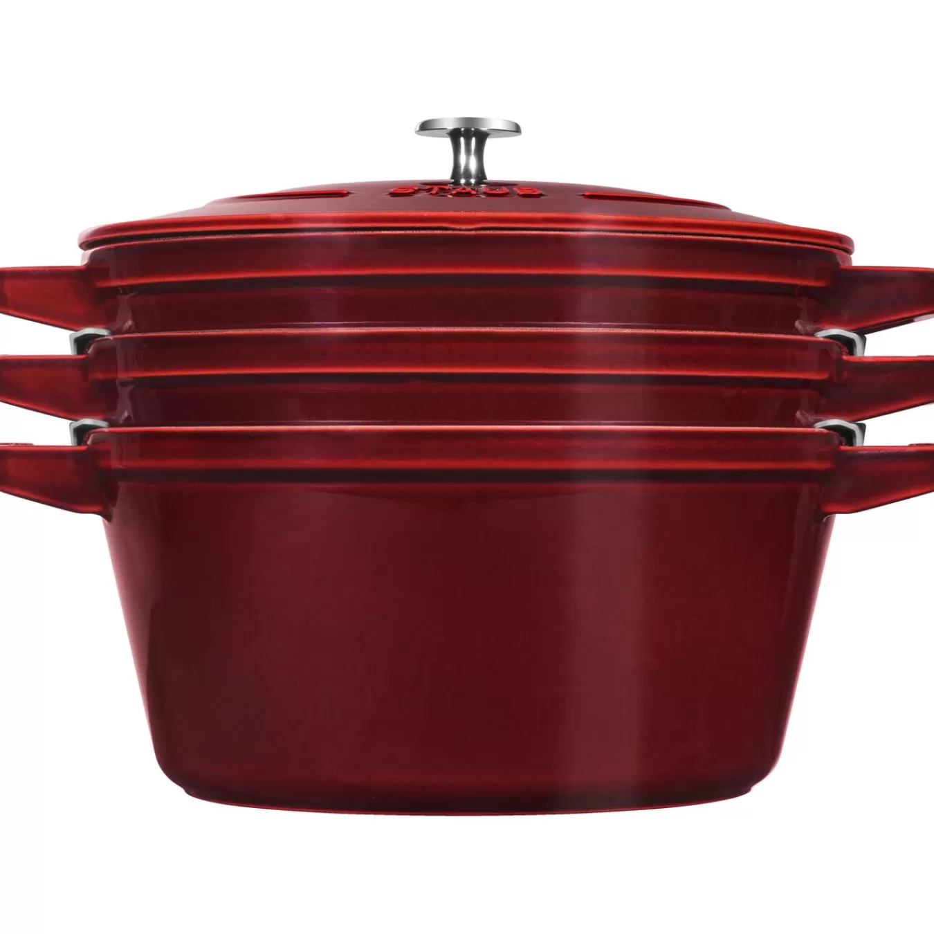 STAUB Cookware Sets*4-Pc Stackable Set,, Cast Iron Grenadine