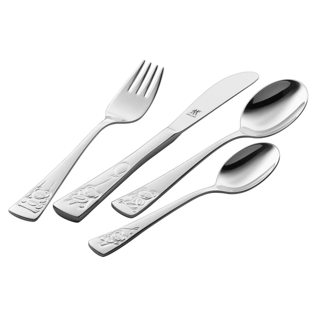 ZWILLING Kids Cutlery*4-Pc Twin Kids Teddy Flatware Set, 18/10 Stainless Steel Silver