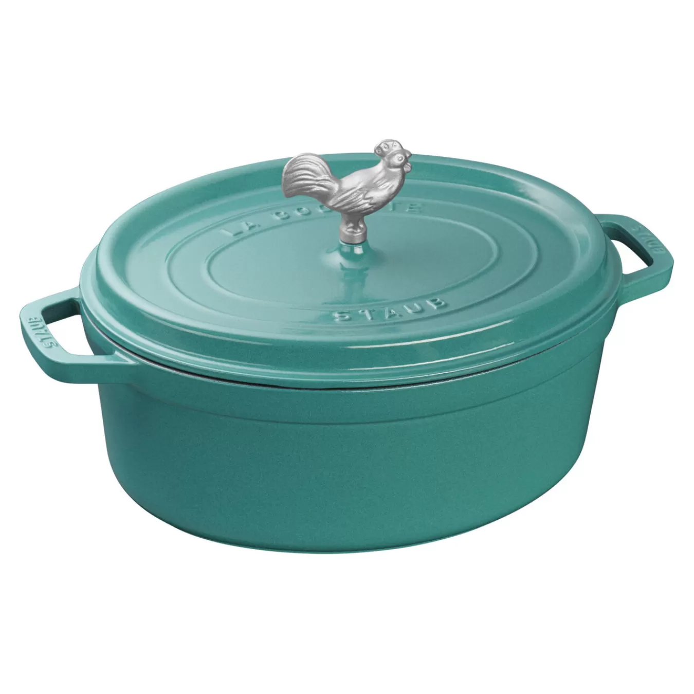 STAUB Dutch Ovens*5.75 Qt, Oval, Coq Au Vin Cocotte, Turquoise