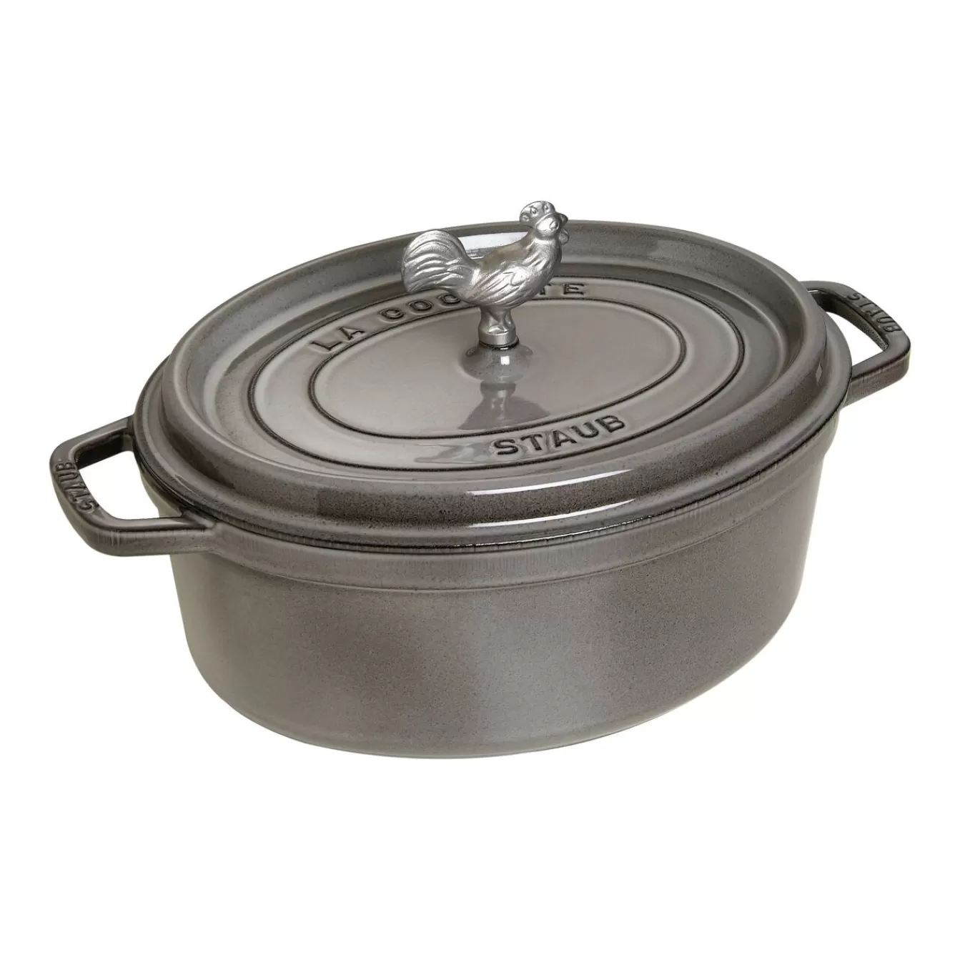 STAUB Dutch Ovens*5.75 Qt, Oval, Coq Au Vin Cocotte, Graphite Grey