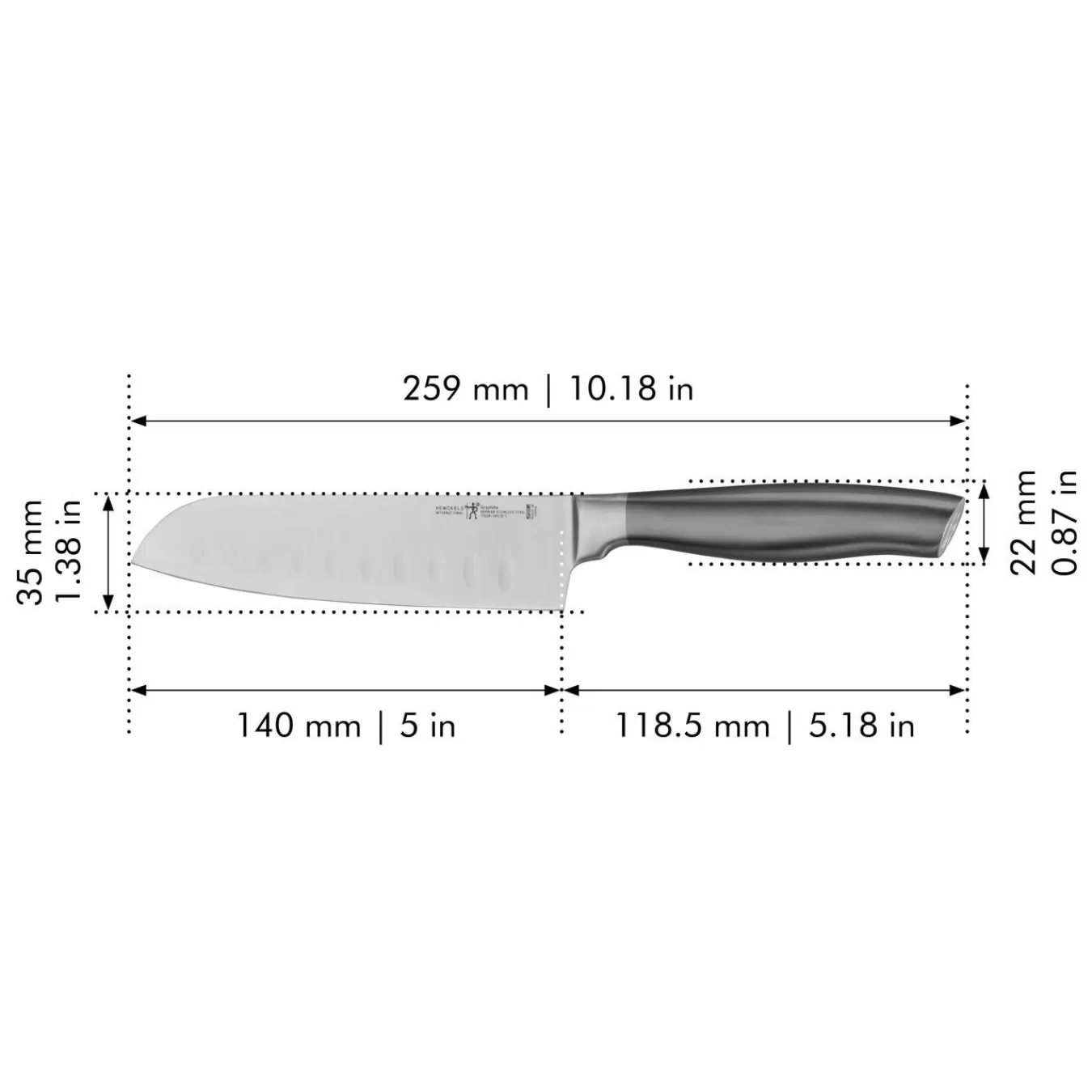 HENCKELS Santoku Knives*5-Inch, Hollow Edge Santoku Graphite Grey