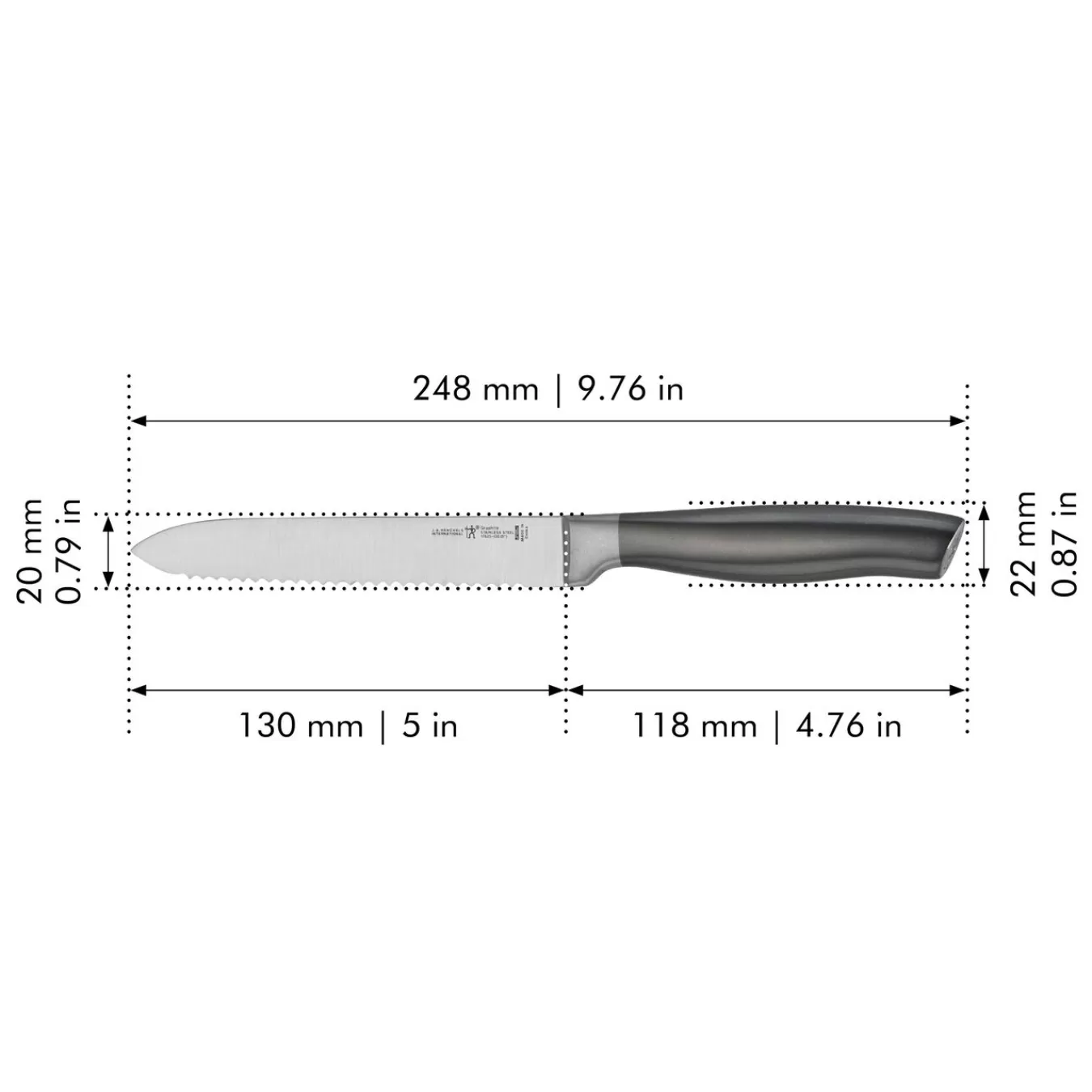 HENCKELS Utility Knives*5-Inch Utility Knife, Serrated Edge Graphite Grey