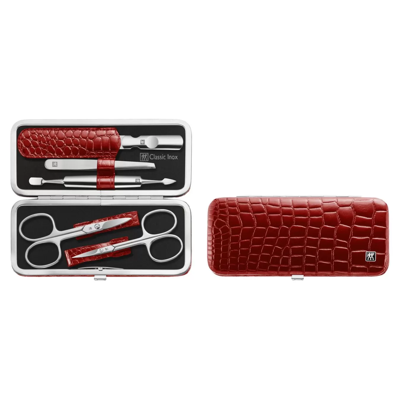 ZWILLING Manicure Sets*5-Pc,, Leather, Frame Case Red