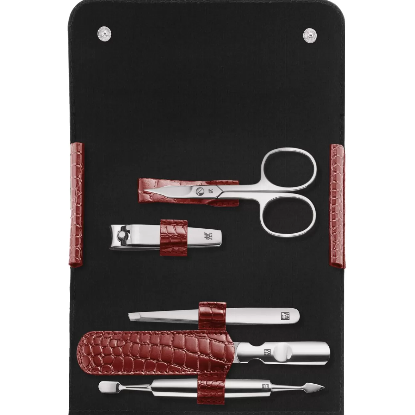 ZWILLING Manicure Sets*5-Pc, Leather Snap Fastener Case, Red