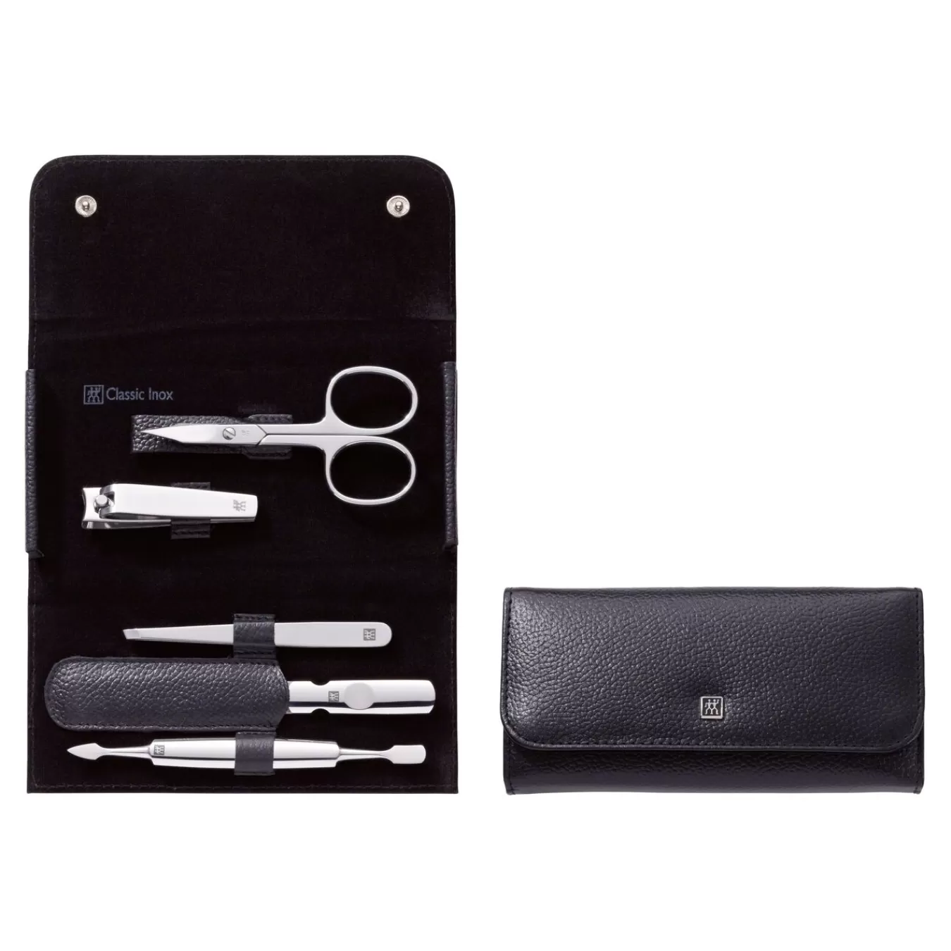 ZWILLING Manicure Sets*5-Pc, Leather Snap Fastener Case, Black Matte