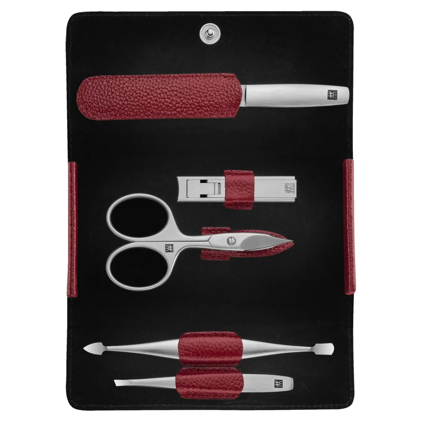 ZWILLING Manicure Sets*5-Pc, Leather Snap Fastener Case, Red