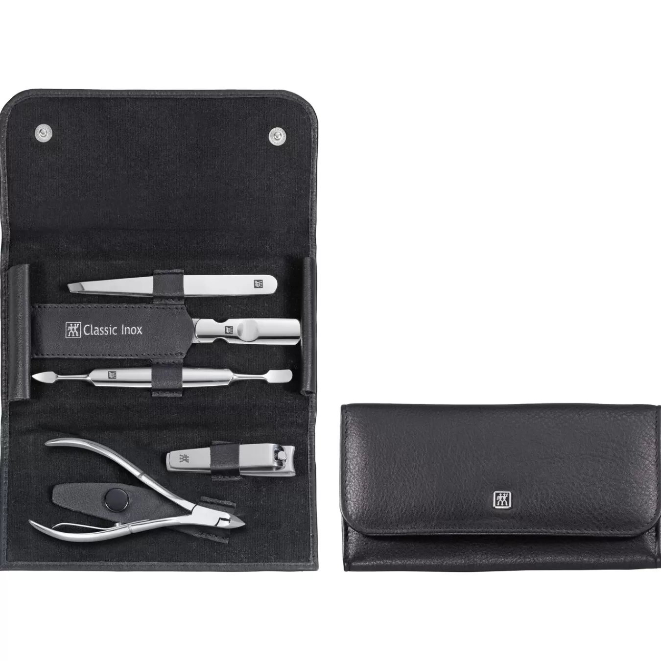 ZWILLING Manicure Sets*5-Pc, Leather Snap Fastener Case, Black Matte