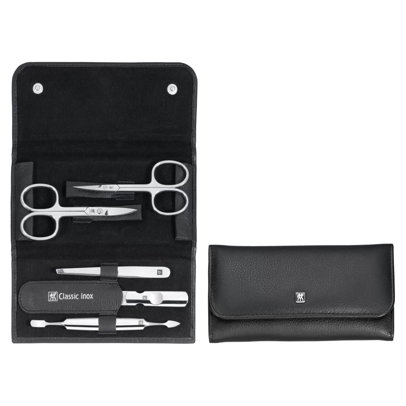 ZWILLING Manicure Sets*5-Pc, Leather Snap Fastener Case, Black Matte