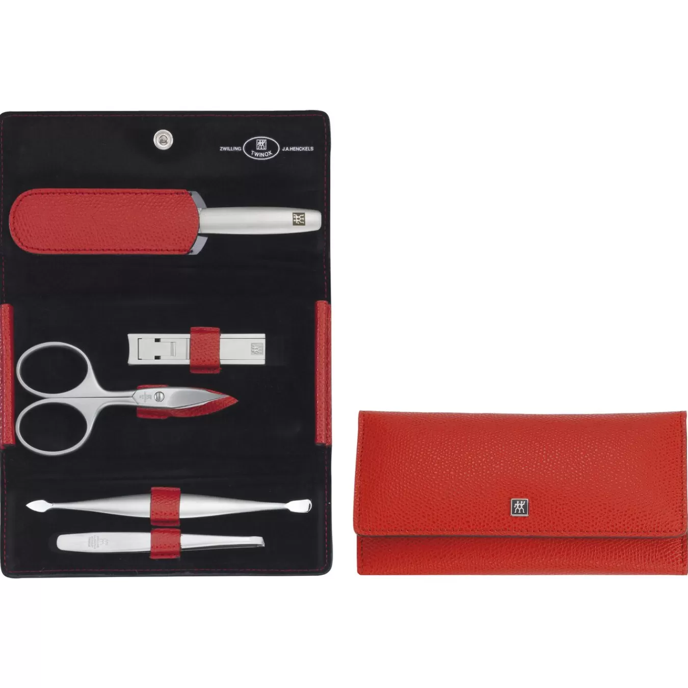 ZWILLING Manicure Sets*5-Pc, Leather Snap Fastener Case, Red