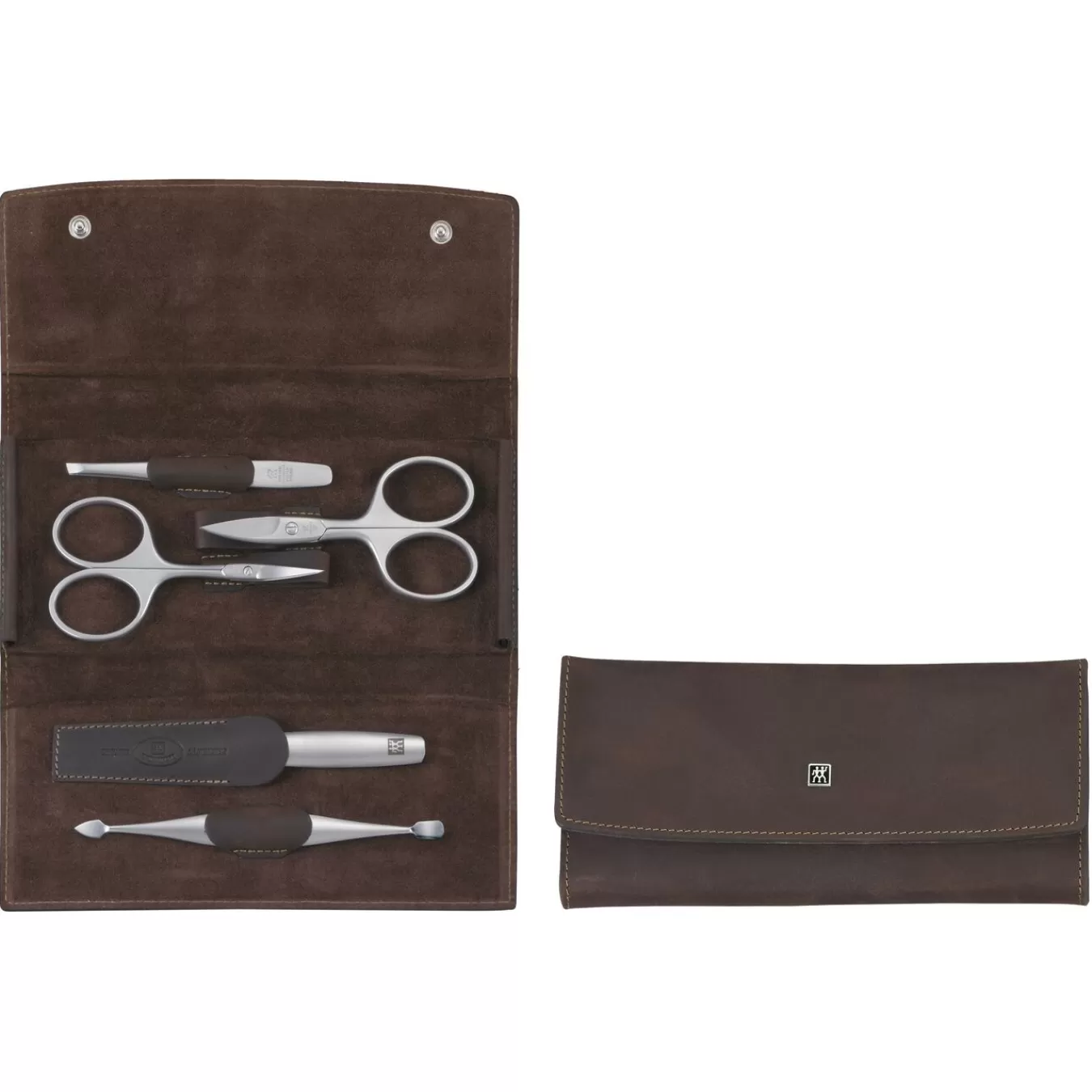 ZWILLING Manicure Sets*5-Pc, Leather Snap Fastener Case, Brown