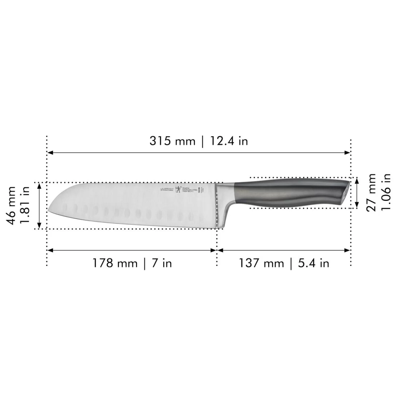 HENCKELS Santoku Knives*7-Inch, Hollow Edge Santoku Graphite Grey