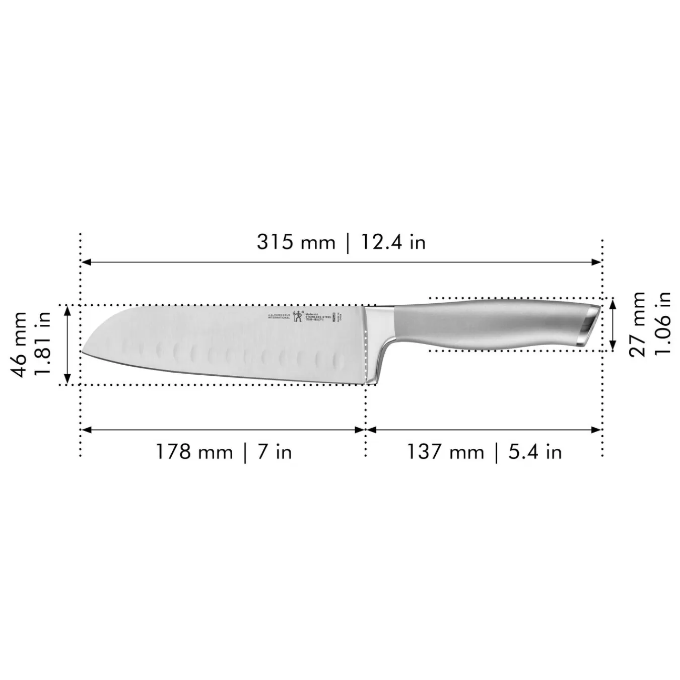 HENCKELS Santoku Knives*7-Inch, Hollow Edge Santoku Silver