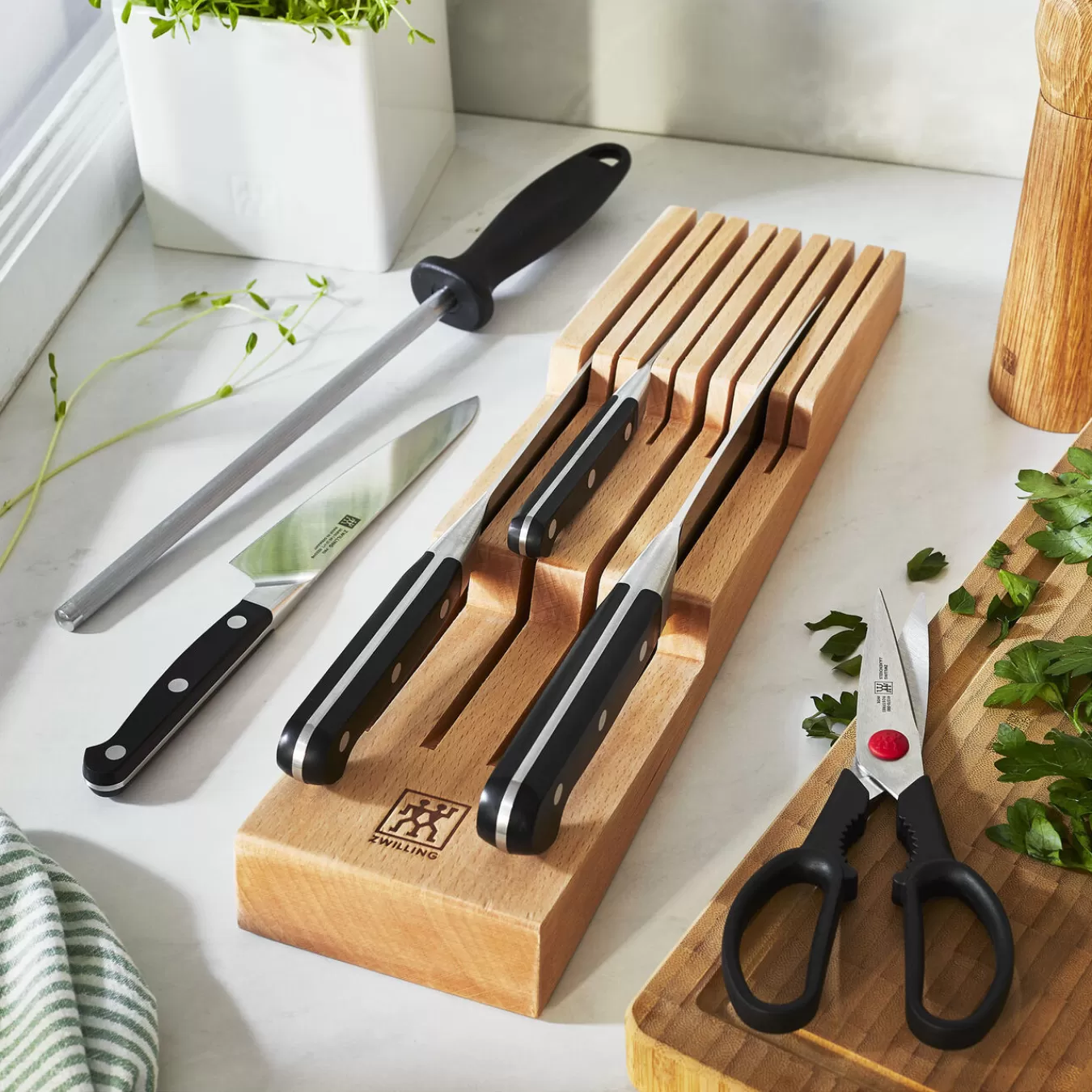 ZWILLING Knife Sets*7-Pc, Block Set With Beechwood In-Drawer Knife Tray, Natural