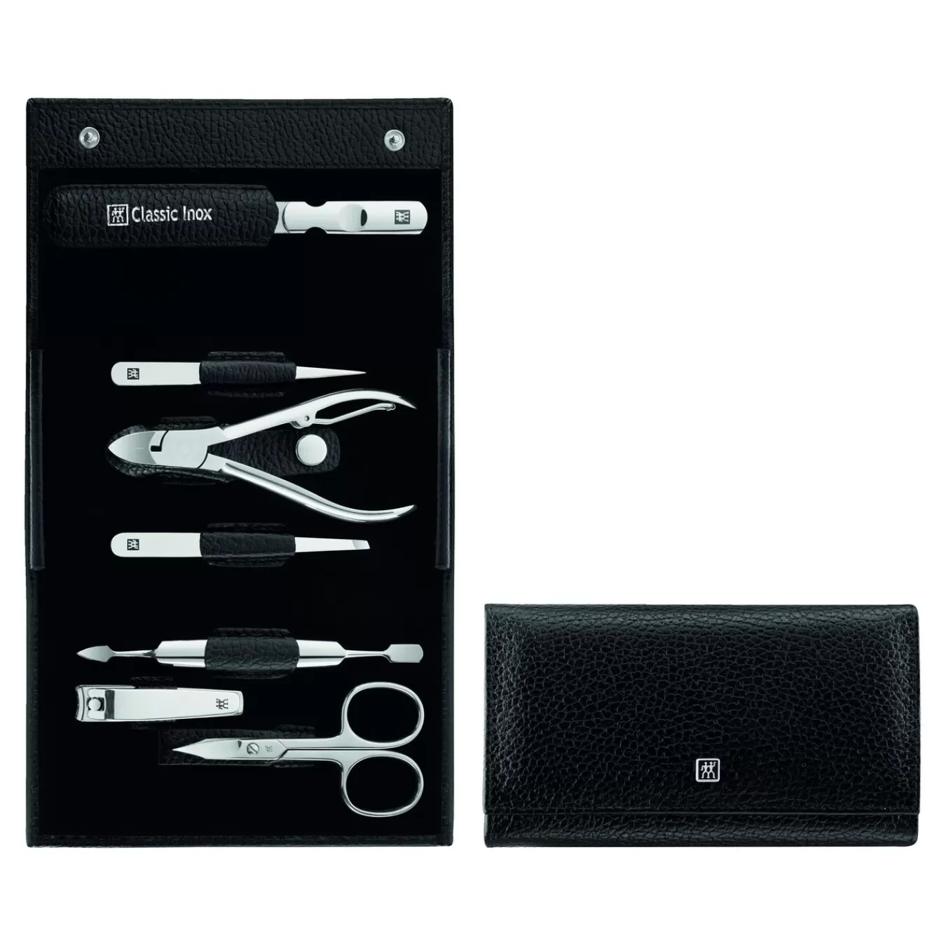 ZWILLING Manicure Sets*7-Pc, Leather Snap Fastener Case, Black Matte