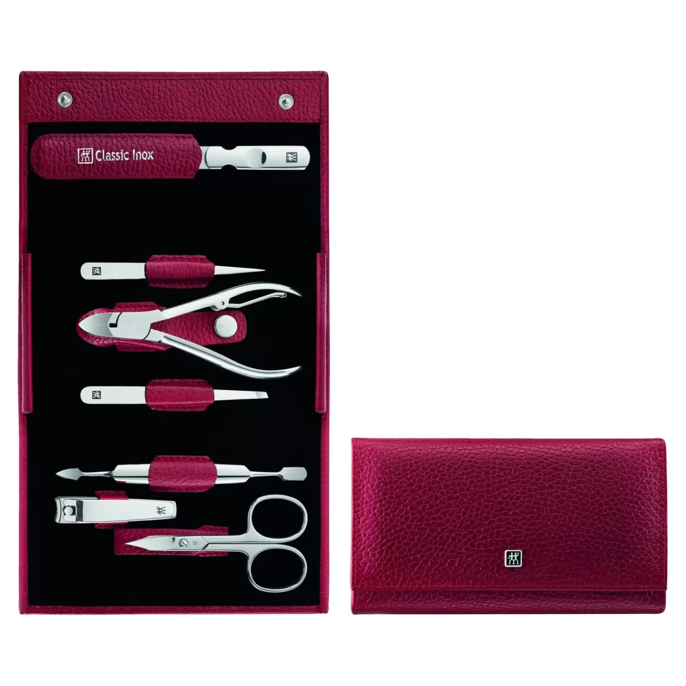 ZWILLING Manicure Sets*7-Pc, Leather Snap Fastener Case, Red