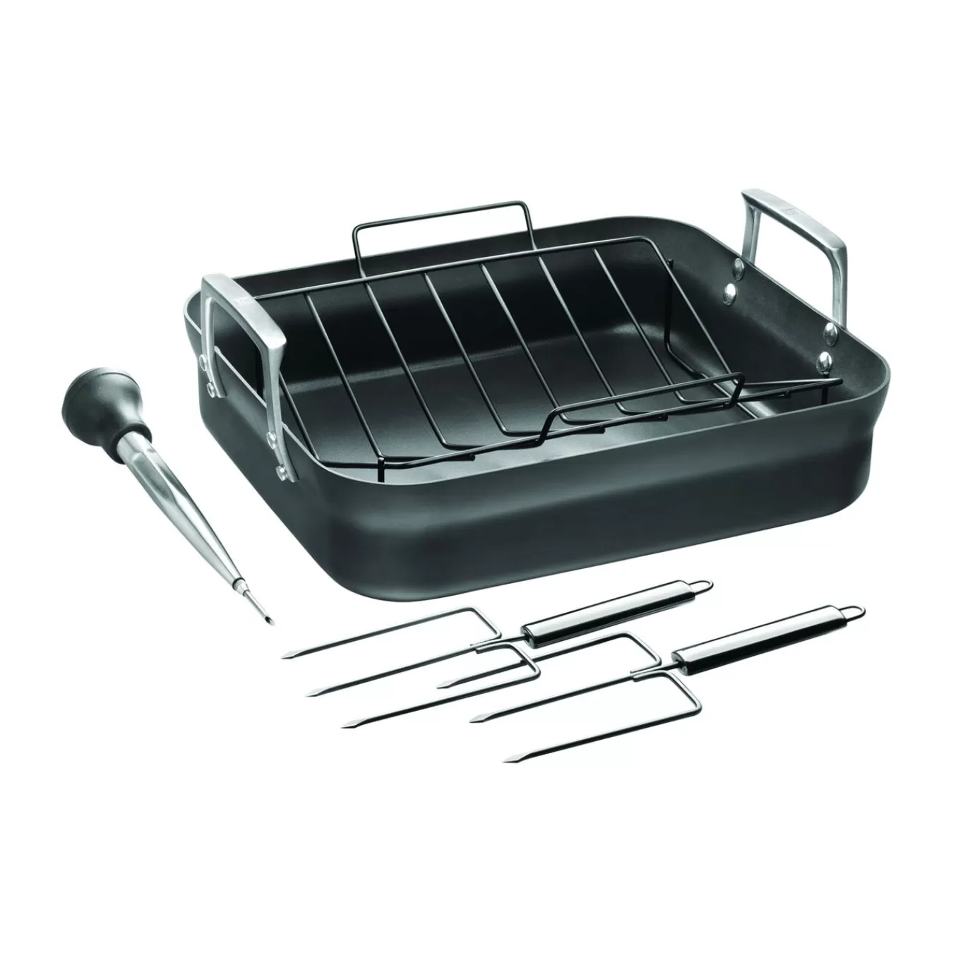 ZWILLING Roasting Pans*Aluminum, Non-Stick, Rectangular, Hard Anodized Roaster Pan Black Matte