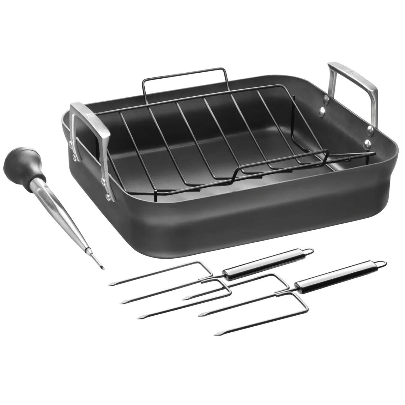 ZWILLING Roasting Pans*Aluminum, Non-Stick, Rectangular, Hard Anodized Roaster Pan Black Matte